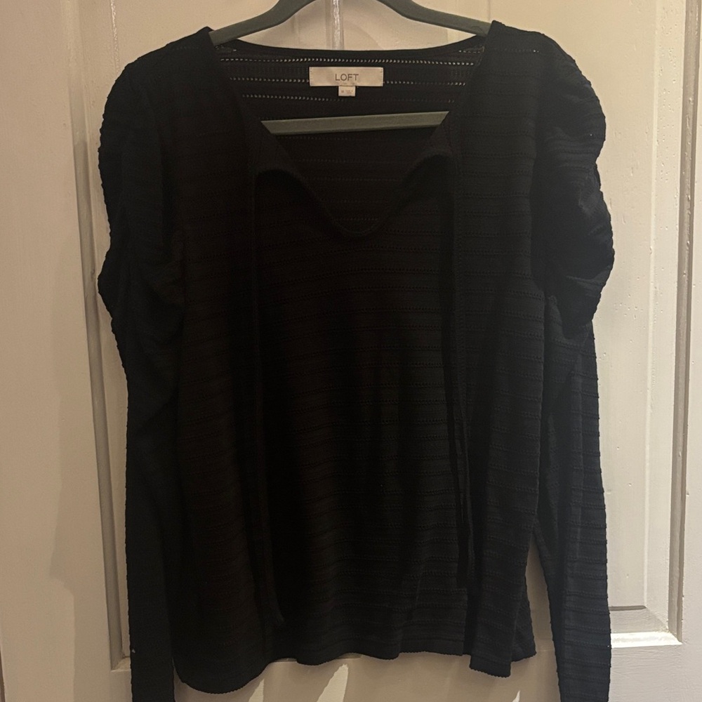LOFT Textured Black Blouse